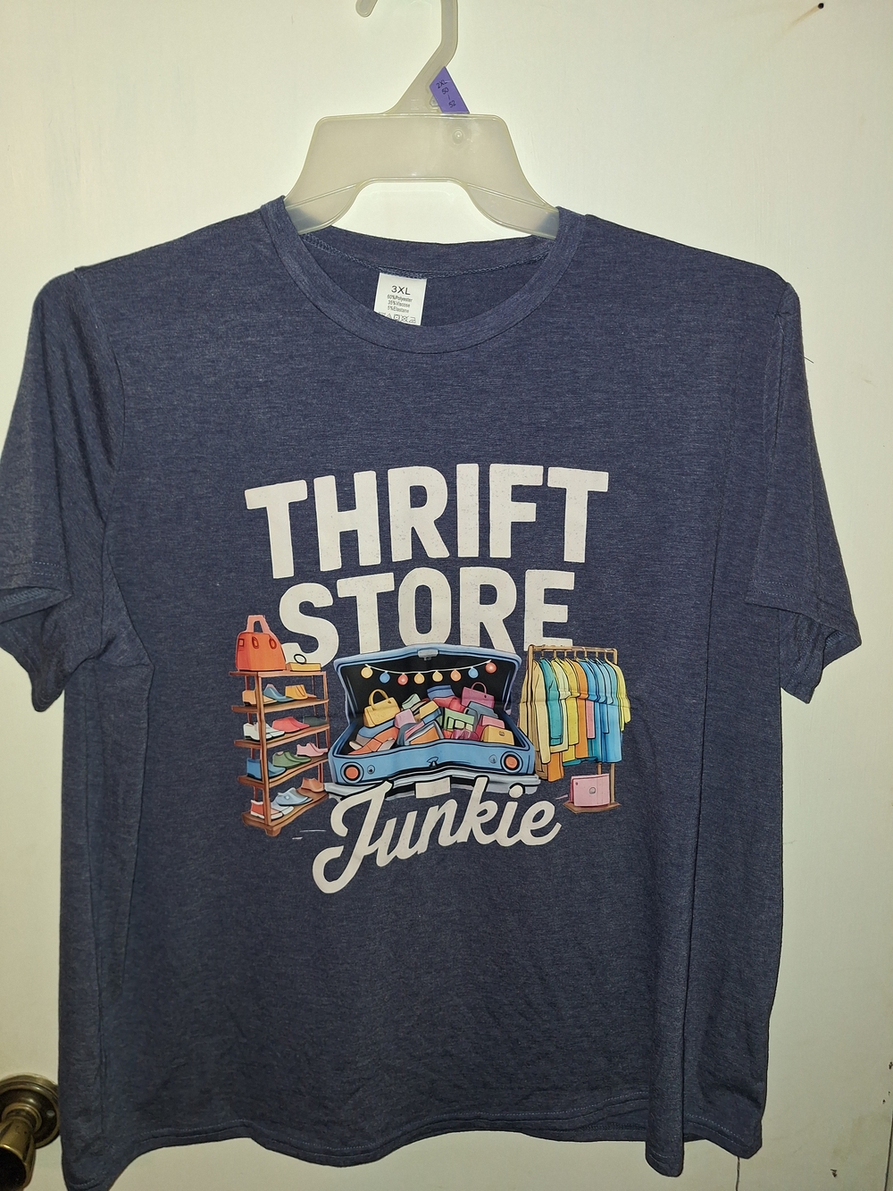 Thrift Store Junkie Graphic Tee - Blue 2x But Runs Smaller